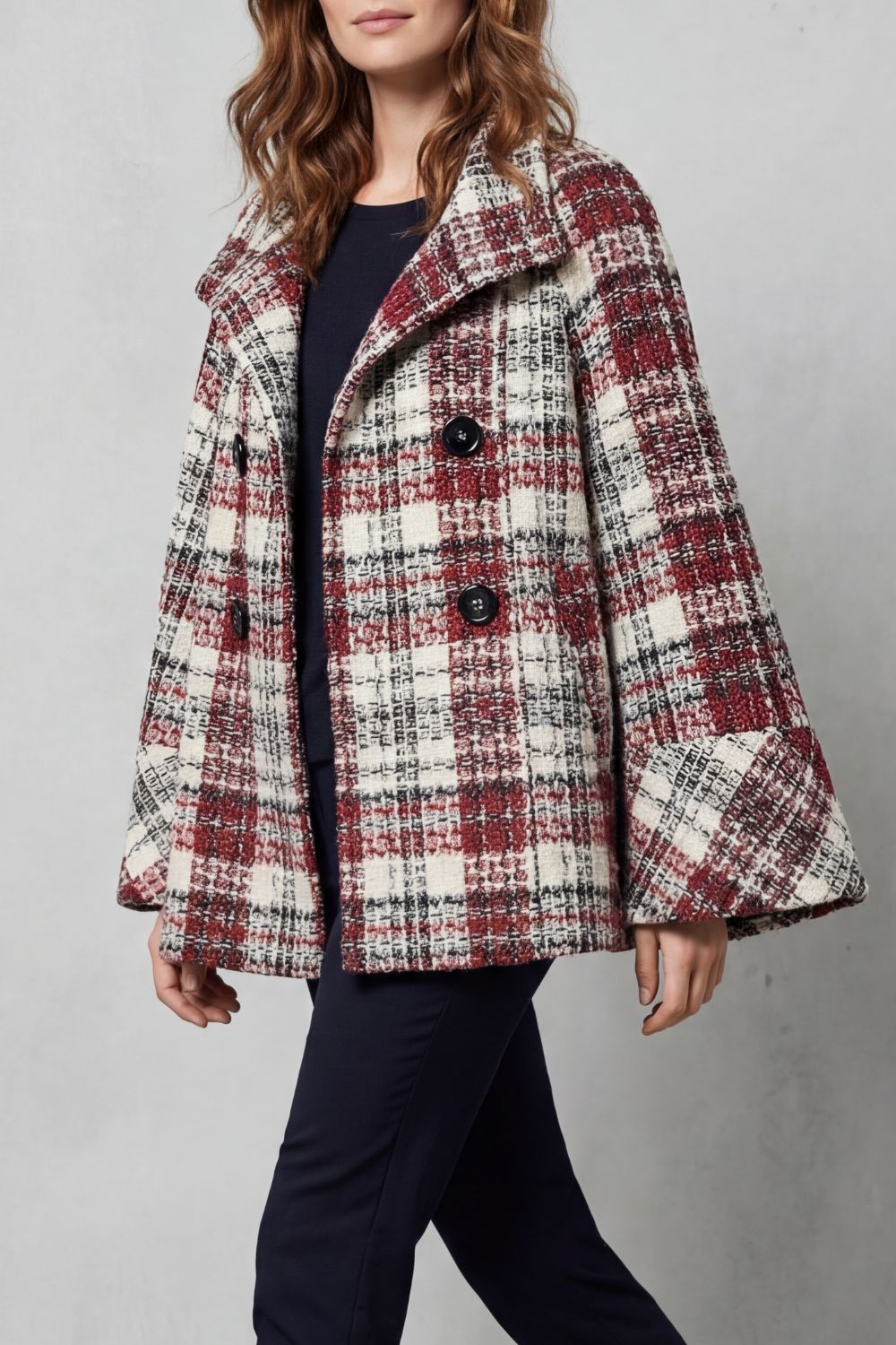 Opal | Mantella Poncho in Lana a Quadri Vintage