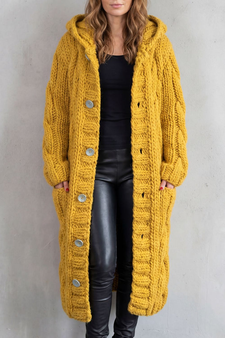 Primrose | Cardigan Lungo in Maglia con Cappuccio