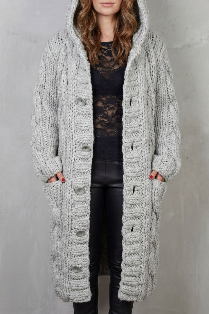Primrose | Cardigan Lungo in Maglia con Cappuccio