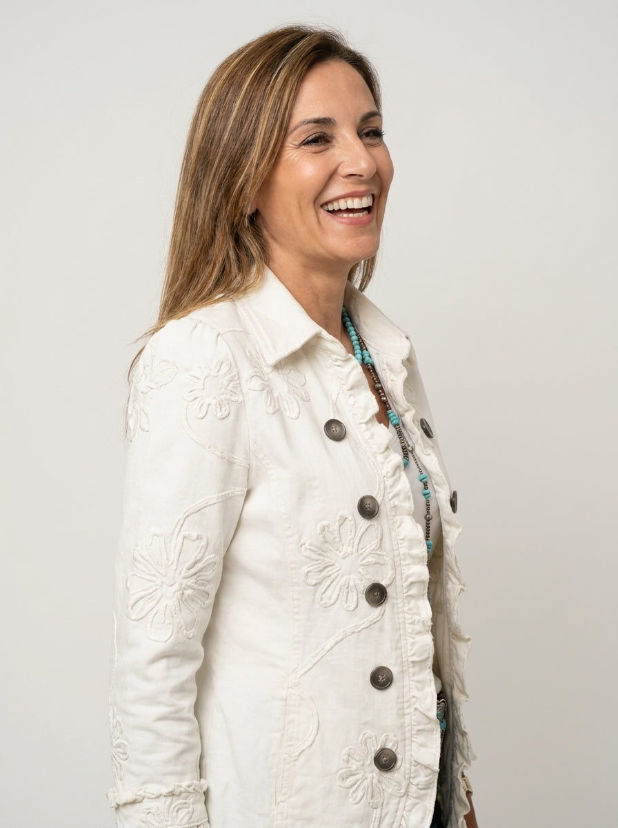 Casilda | Chaqueta Ligera Bordada - Clara del Azahar