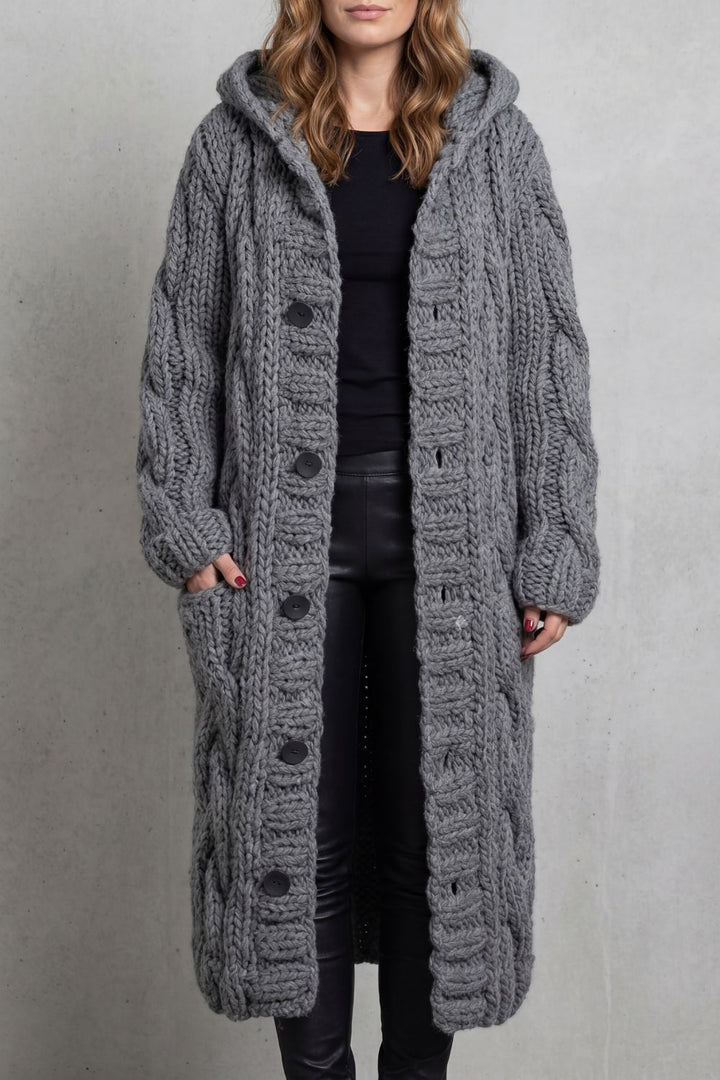 Primrose | Cardigan Lungo in Maglia con Cappuccio