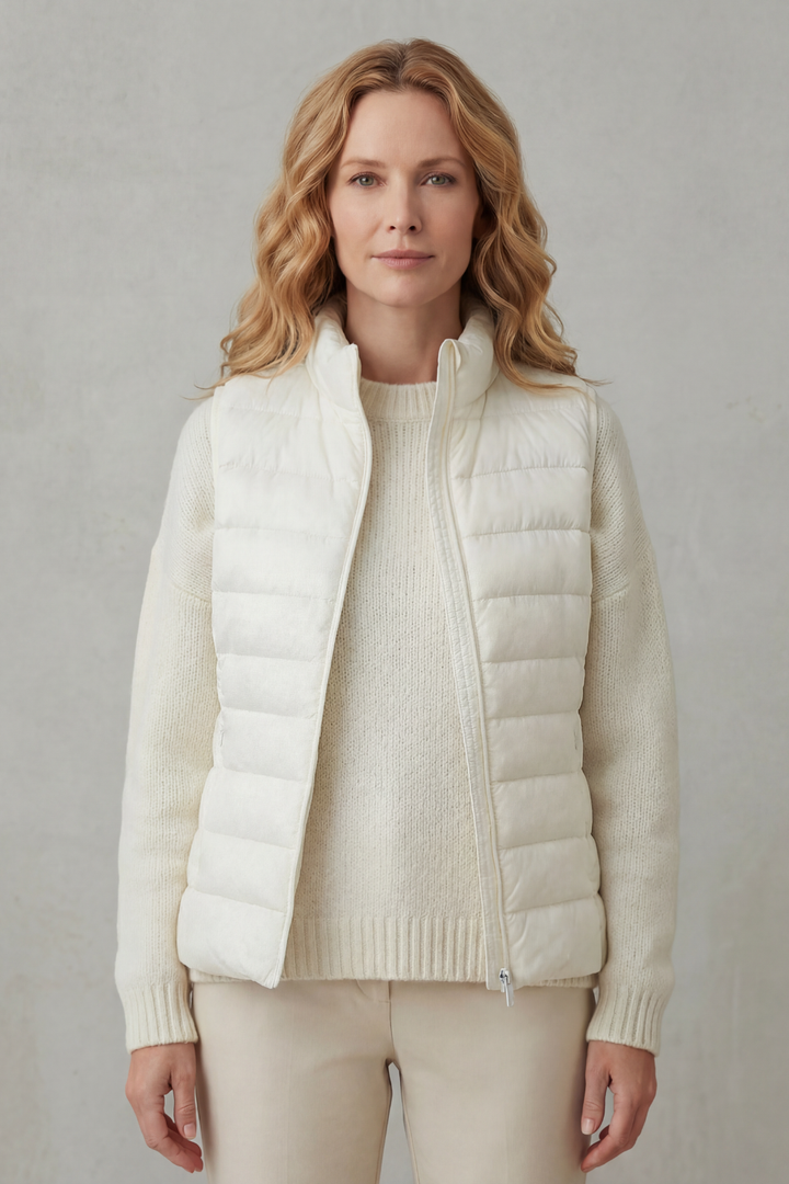 Celia | Gilet Lungo Trapuntato con Cappuccio