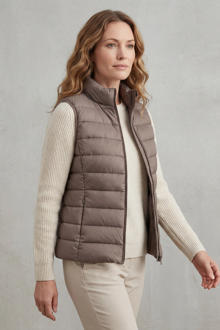Celia | Gilet Lungo Trapuntato con Cappuccio