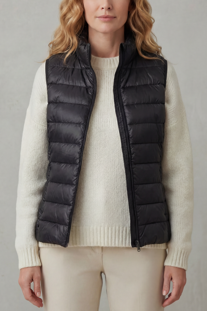 Celia | Gilet Lungo Trapuntato con Cappuccio