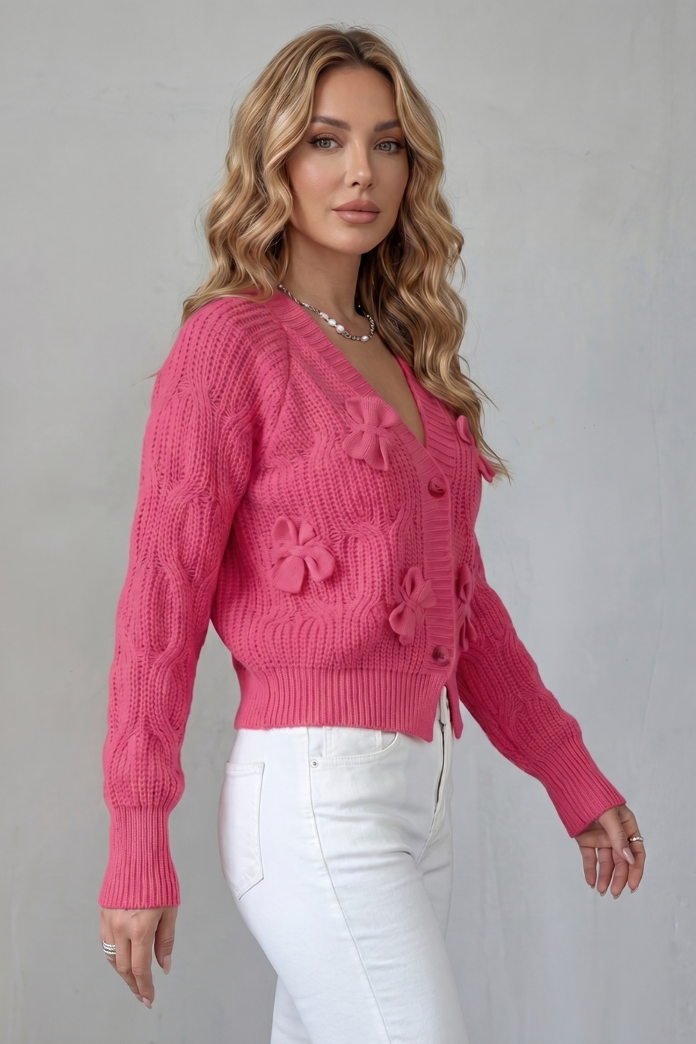 Suvienne | Cardigan in Maglia a Trecce con Fiocchi