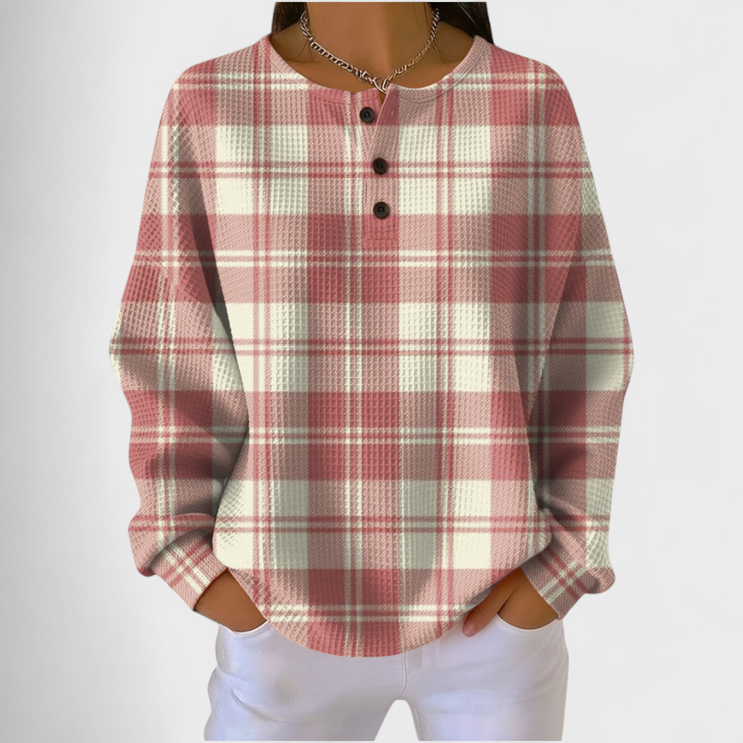 Emilie | Maglione Rosa a Quadri Geometrici
