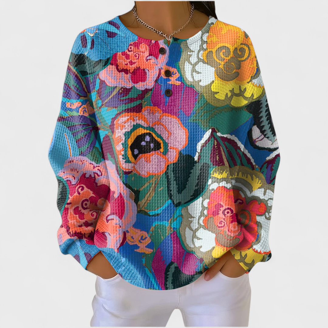 Ida | Maglione con Grandi Fiori Colorati
