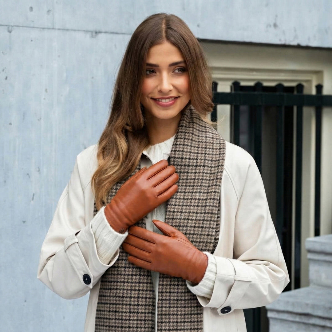 Firenze Chic™ | Guanti Eleganti Termici Touchscreen con Profilo in Pelliccia