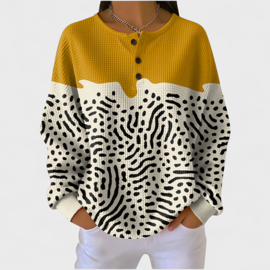 Liv | Maglione con Stampa Grafica Giallo e Bianco