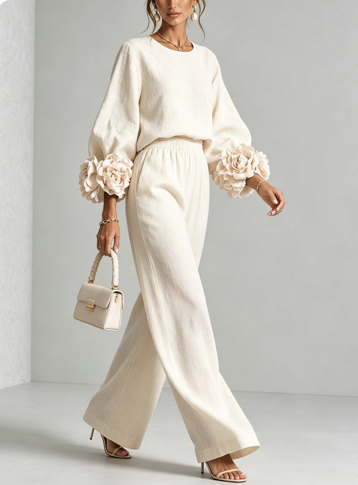 Rosalía | Conjunto Elegante Puños Florales - Clara del Azahar