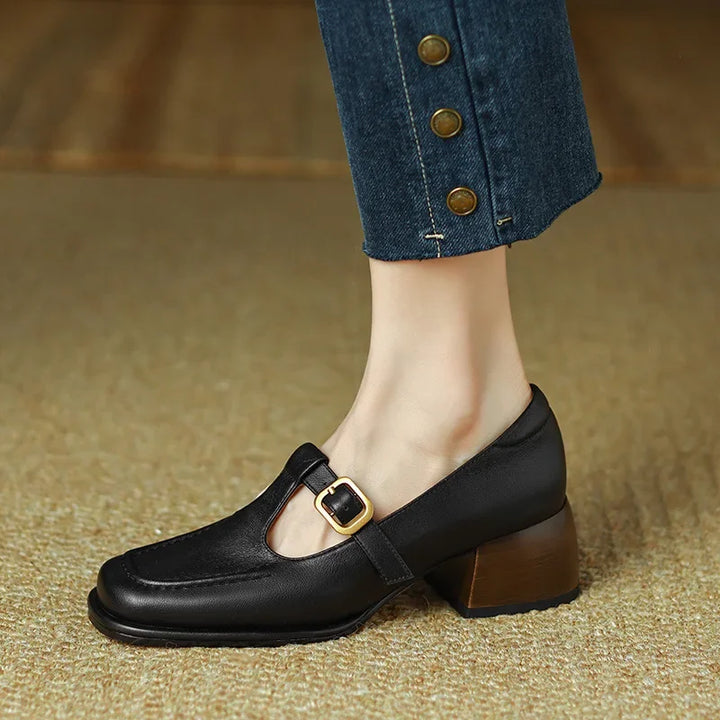 Delia | Scarpe Mary Jane T-Bar con Punta Squadrata Retrò