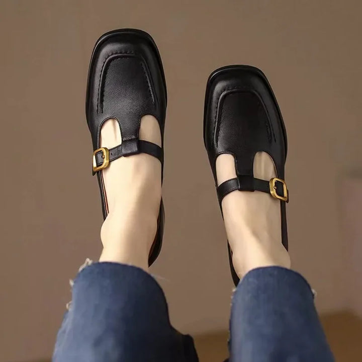 Delia | Scarpe Mary Jane T-Bar con Punta Squadrata Retrò