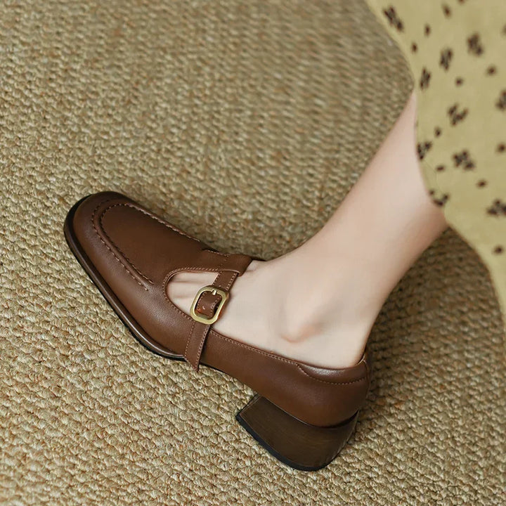 Delia | Scarpe Mary Jane T-Bar con Punta Squadrata Retrò