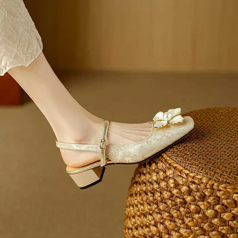 Genine | Scarpe Slingback Mary Jane con Tacco a Blocco