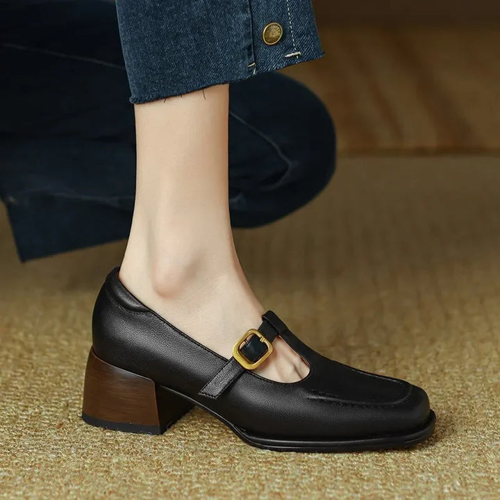 Delia | Scarpe Mary Jane T-Bar con Punta Squadrata Retrò