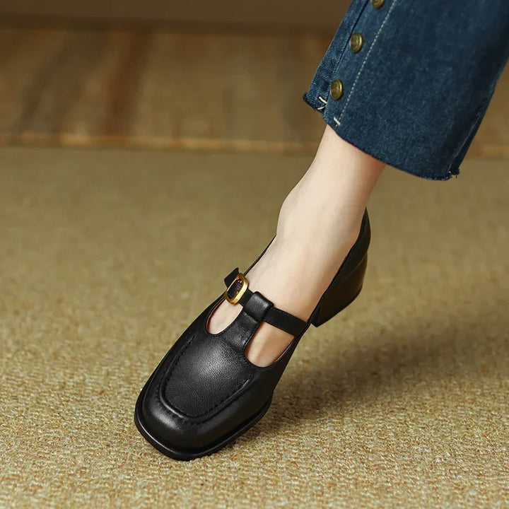 Delia | Scarpe Mary Jane T-Bar con Punta Squadrata Retrò
