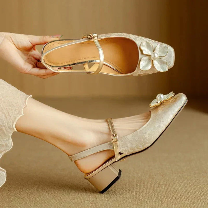 Genine | Scarpe Slingback Mary Jane con Tacco a Blocco