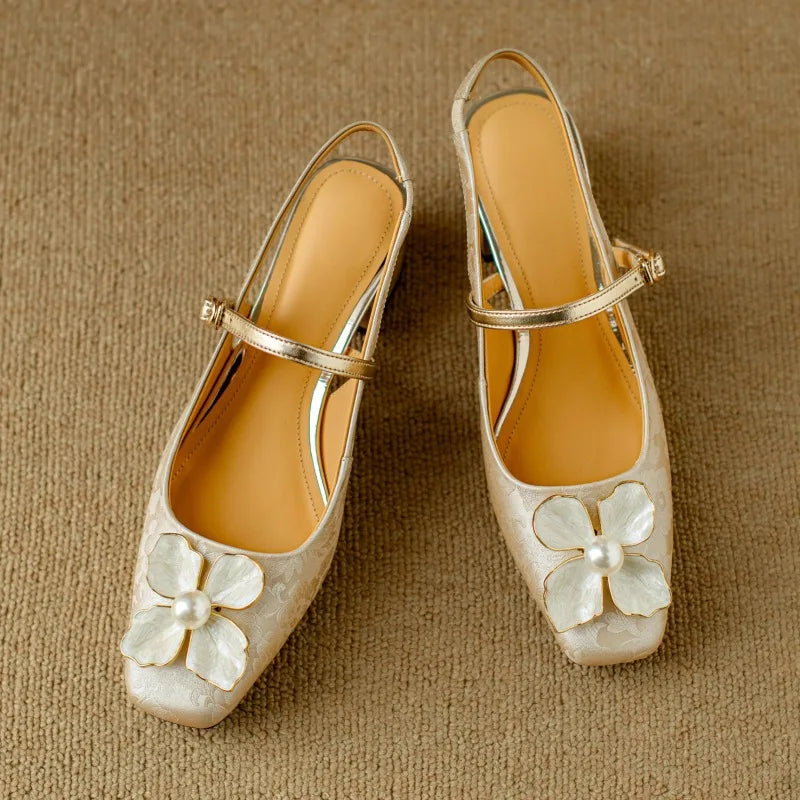 Genine | Scarpe Slingback Mary Jane con Tacco a Blocco