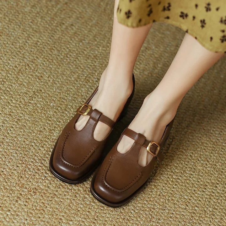 Delia | Scarpe Mary Jane T-Bar con Punta Squadrata Retrò