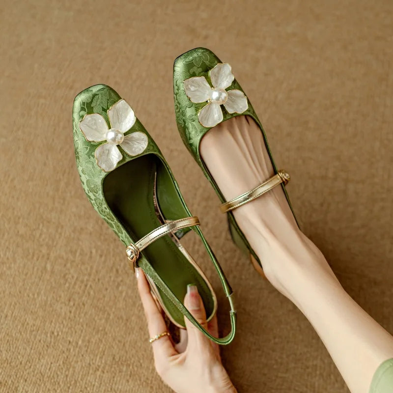 Genine | Scarpe Slingback Mary Jane con Tacco a Blocco