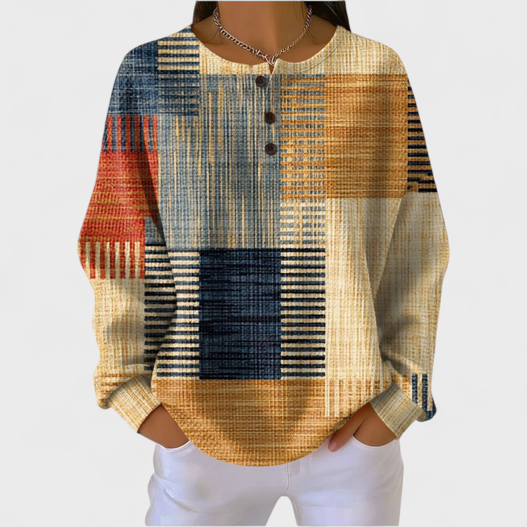 Thea | Maglione con Motivo Patchwork Colorato