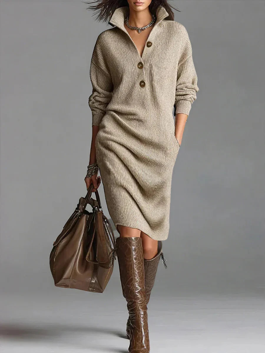 Escarlata | Vestido Midi de Punto Acanalado - Clara del Azahar