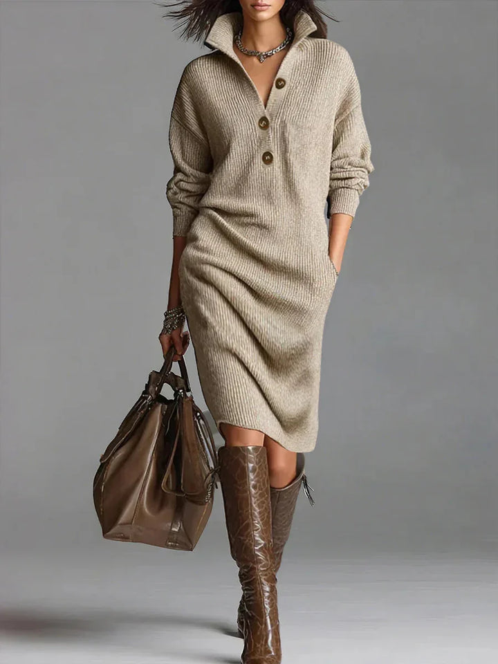 Escarlata | Vestido Midi de Punto Acanalado - Clara del Azahar