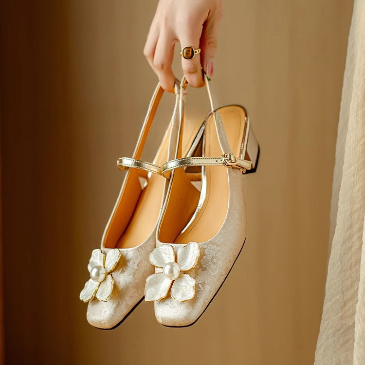 Genine | Scarpe Slingback Mary Jane con Tacco a Blocco