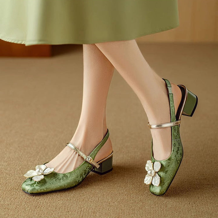 Genine | Scarpe Slingback Mary Jane con Tacco a Blocco