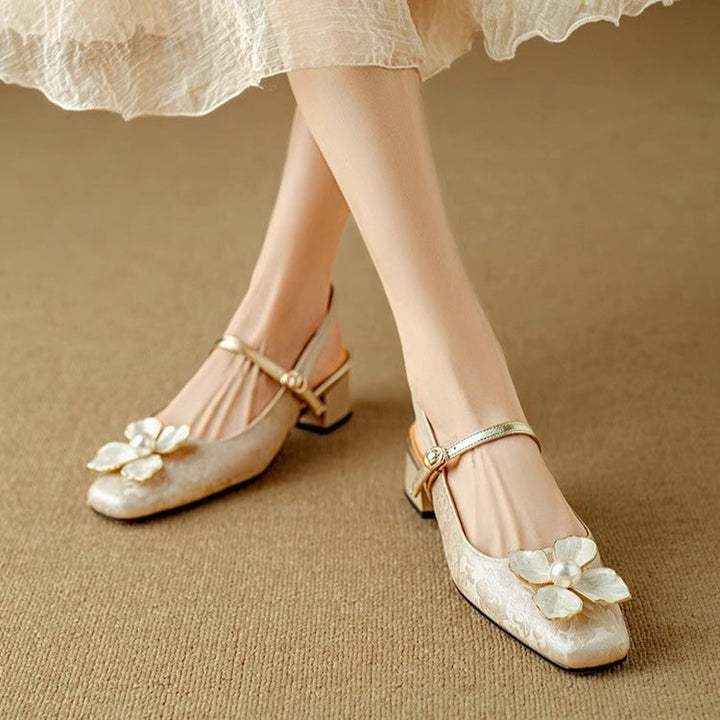 Genine | Scarpe Slingback Mary Jane con Tacco a Blocco