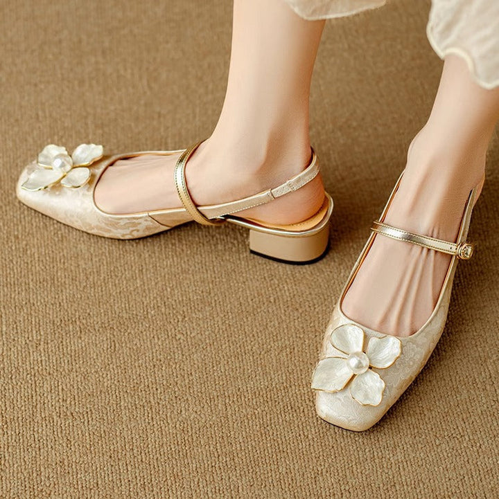Genine | Scarpe Slingback Mary Jane con Tacco a Blocco