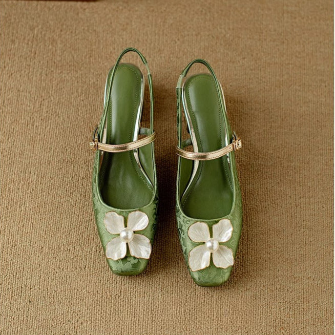 Genine | Scarpe Slingback Mary Jane con Tacco a Blocco