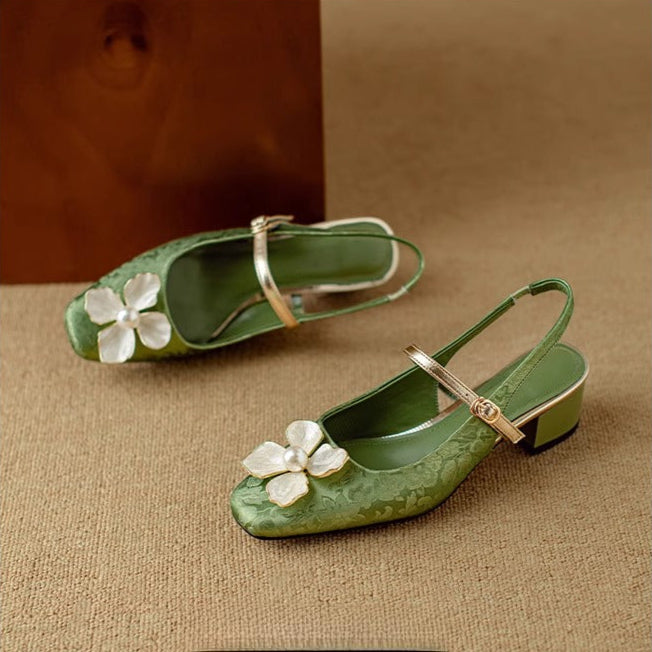 Genine | Scarpe Slingback Mary Jane con Tacco a Blocco