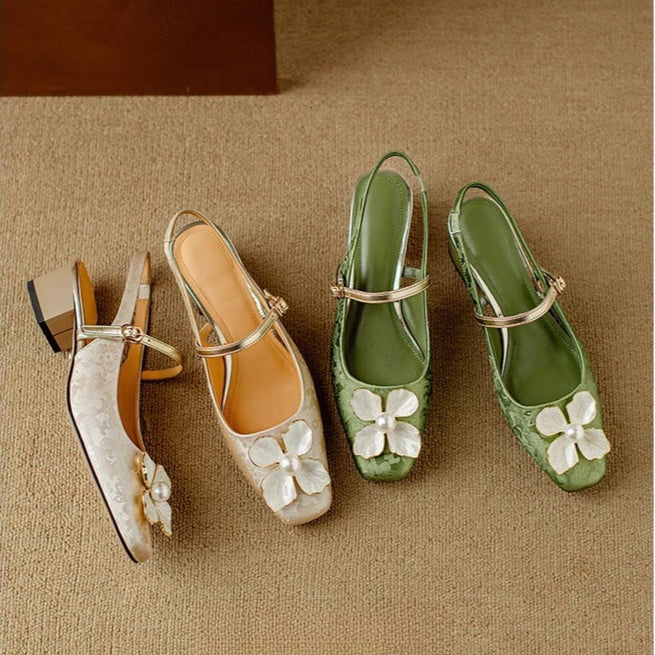 Genine | Scarpe Slingback Mary Jane con Tacco a Blocco