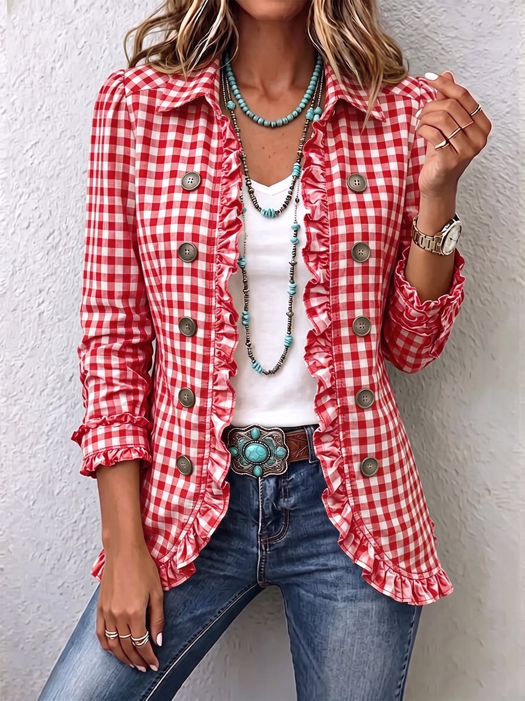 Julia | Chaqueta Cuadros Vichy con Botones - Clara del Azahar