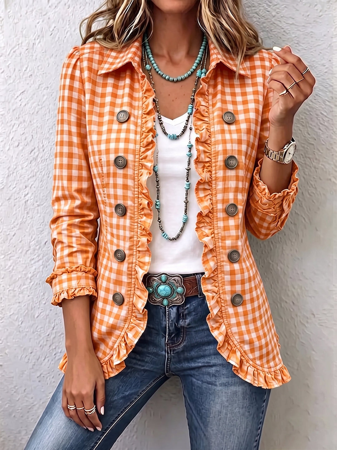 Julia | Chaqueta Cuadros Vichy con Botones - Clara del Azahar