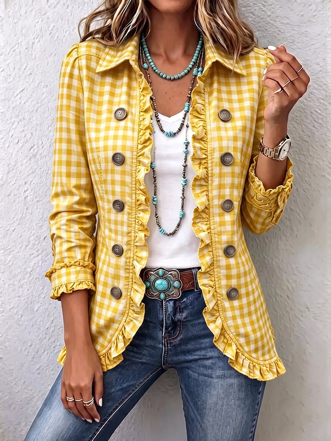 Julia | Chaqueta Cuadros Vichy con Botones - Clara del Azahar