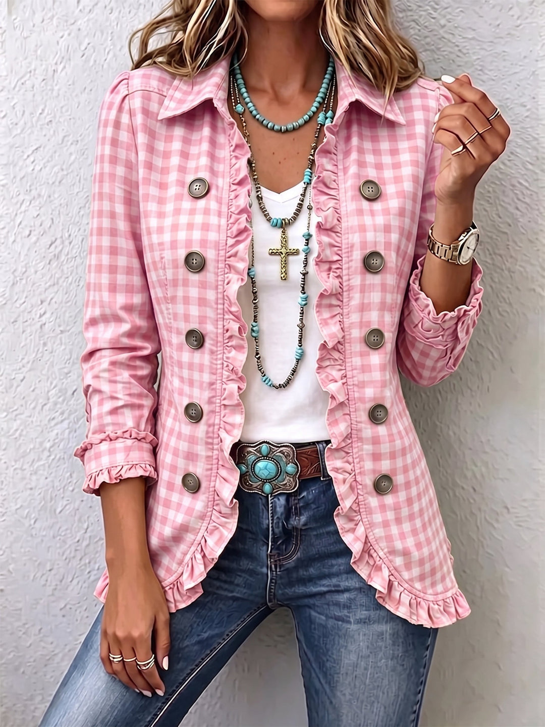 Julia | Chaqueta Cuadros Vichy con Botones - Clara del Azahar